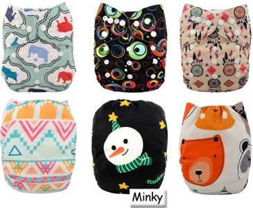 Image: Alva Baby Pocket Washable Adjustable Reuseable Cloth Diapers Nappies 6PCS + 12 Inserts | more absorbent than regular flannel and dries much faster after being washed