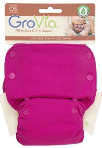 Image: GroVia Organic Cotton All In One (AIO) One-Size Diaper | Stretchy tabs for a perfect fit, no stuffing, no doublers