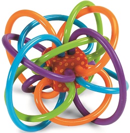 Image: Manhattan Toy Winkel Rattle and Sensory Teether Activity Toy | Safe, teethable plastic loops are BPA free