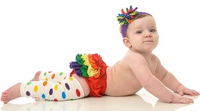 Image: juDanzy rainbow polka dot baby and toddler leg warmers