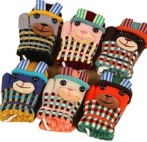 Image: COFFLED(r) Super Cute Lovely Outdoor Activity Double-deck Woolen Gloves Warm Mittens On String Knitted