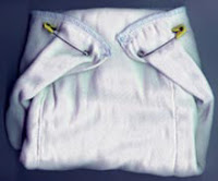 Image: prefold pinned with Dritz diaper pins