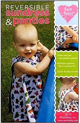 Image: SewBaby! Reversible Sundress and Panties Pattern | crisscrosses in the back and buttons at the shoulders | multi-size pattern
